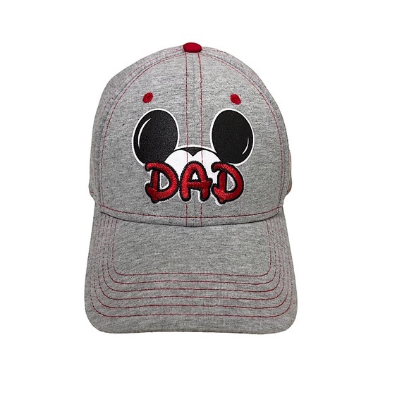 Disney Men's Cotton Mickey Mouse Dad Fan Adjustable Gray Red Black Baseball Cap - Picture 1 of 13